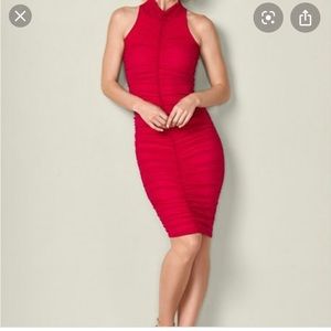Venus red rouched dress. Never worn. Large.